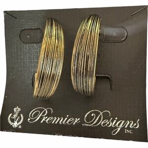 Premier Designs Gold and Black Striped Earrings